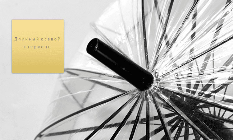 Зонт трость прозрачный с черным кантом 16 спиц | ZC Elegant